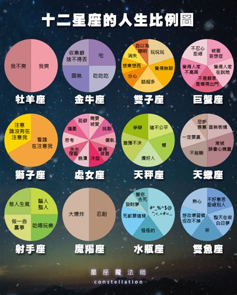 十二星座比例|很真實又直接的12星座「人生比例圖」，一眼看穿他們。